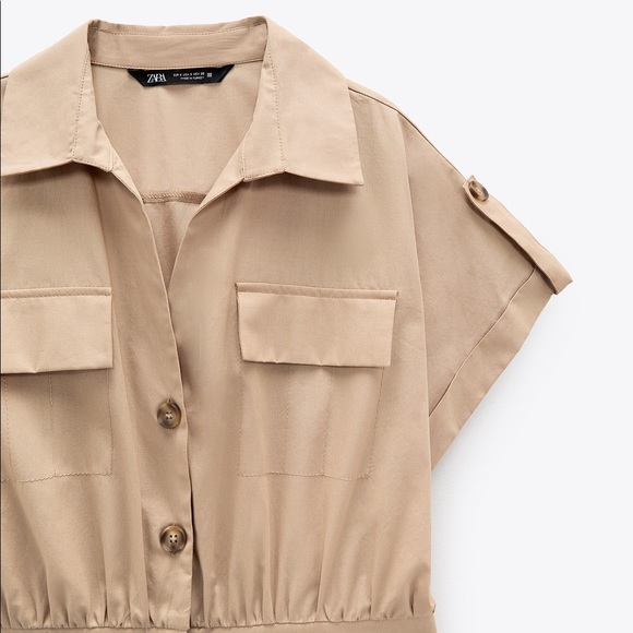 Zara - POPLIN CARGO JUMPSUIT - Picture 3 of 11